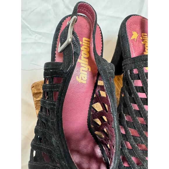 Anthropologie Farylrobin Black Caged Heels Shoes‎ size 7 - Picture 6 of 10